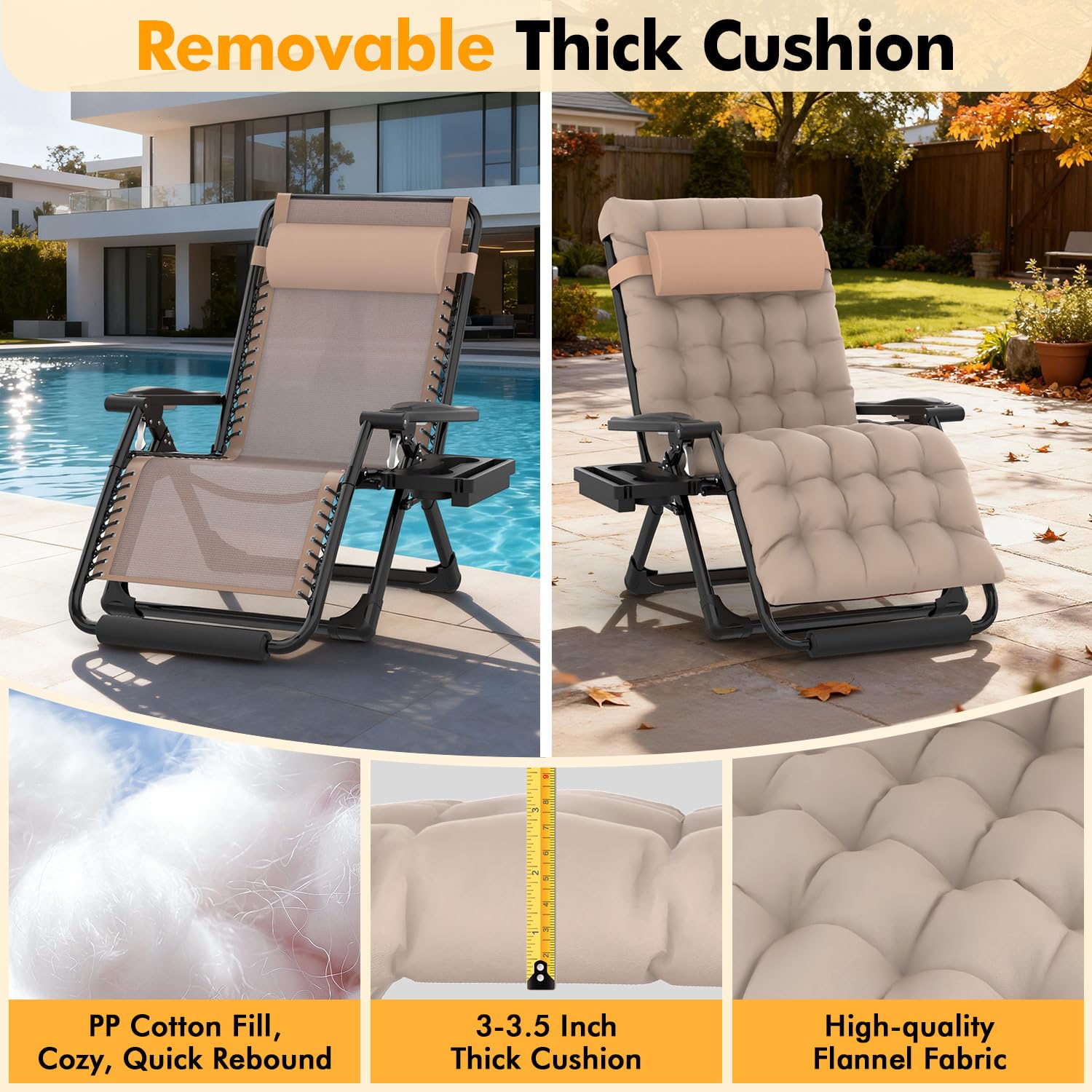 Slendor headrest and footrest closeup highlighting detachable pads for custom comfort
