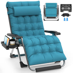 Slendor front view of light blue XXL chair showing roomy seat and padding for outdoor comfort