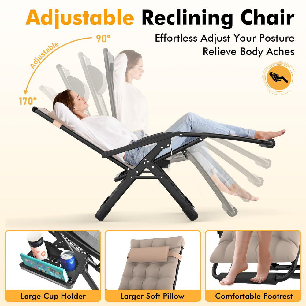 Slendor recliner in backyard showing relaxed zero-gravity posture benefit