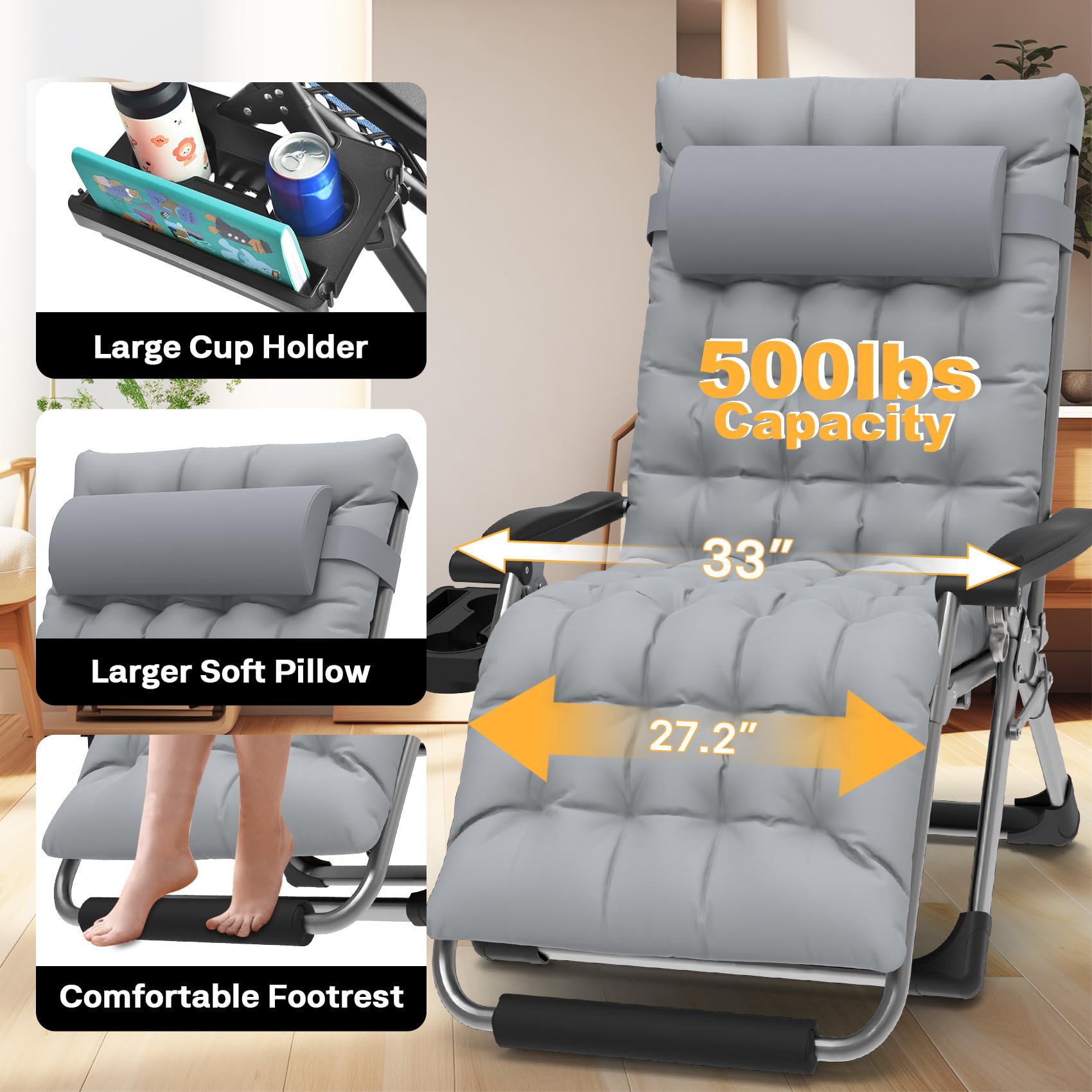 Slendor aluminum alloy locking buckle showing secure recline positions