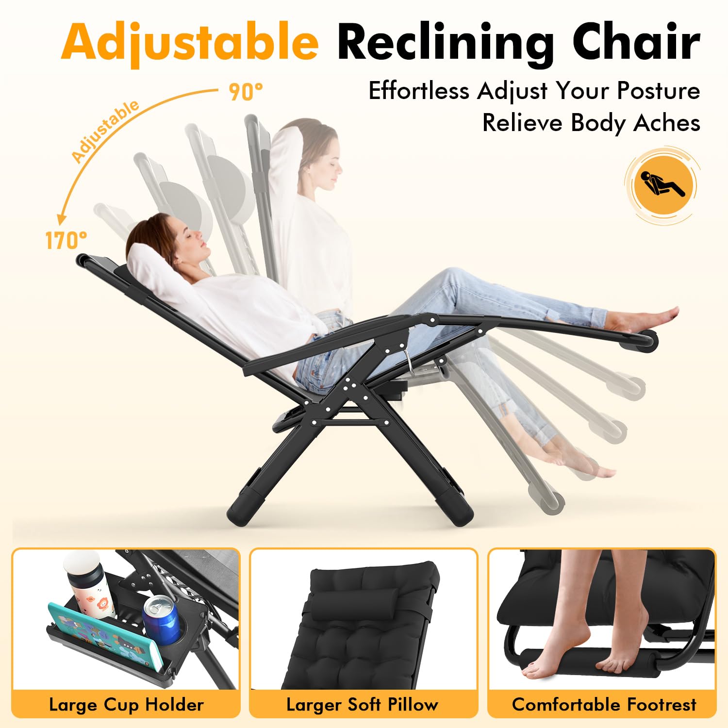 Slendor reclined chair in use outdoors showing ergonomic relaxation benefit