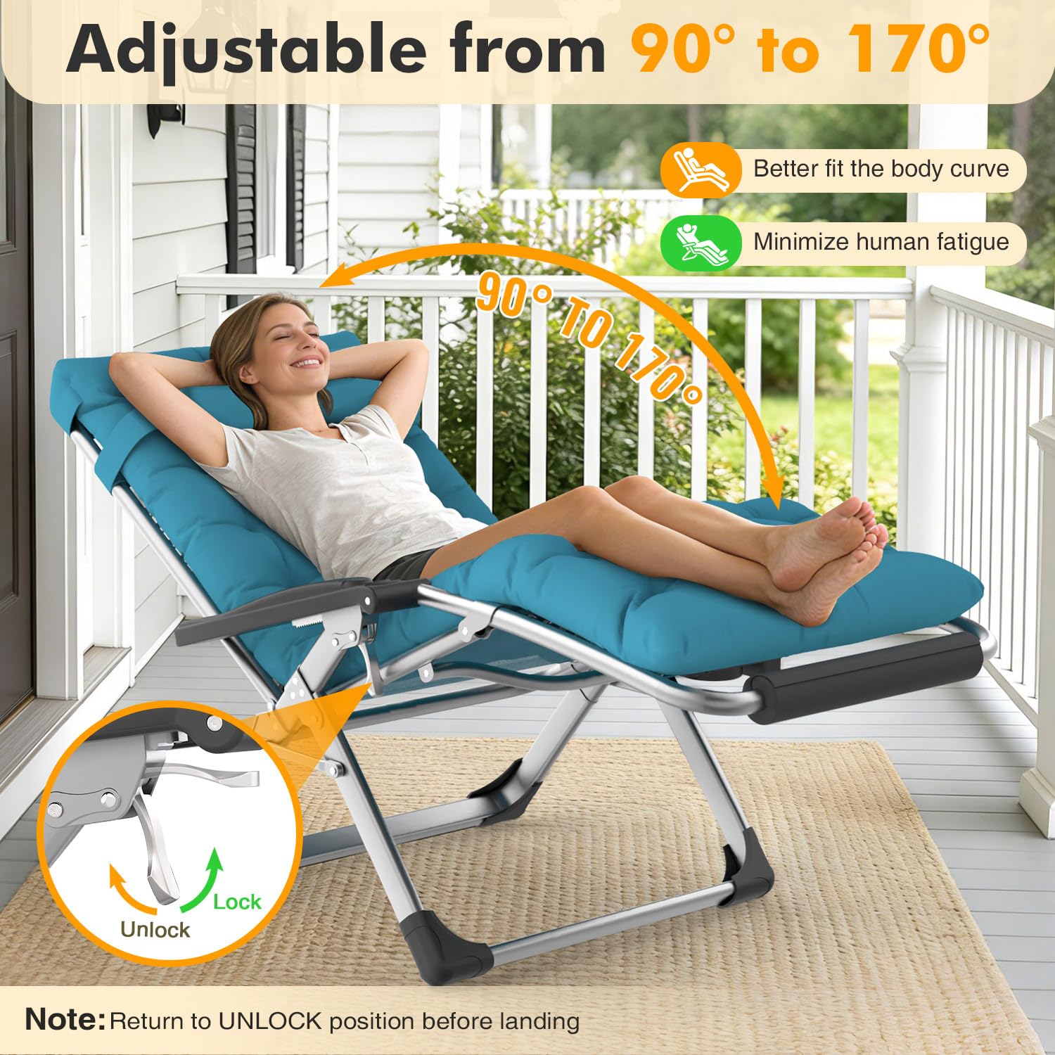 Slendor side profile reclined demonstrating zero gravity position and relaxed support