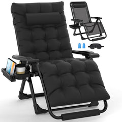 Slendor front view of oversized zero gravity chair showing padded recliner benefit