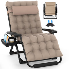Slendor oversized chair front view showing roomy seat and khaki cushion for comfortable lounging