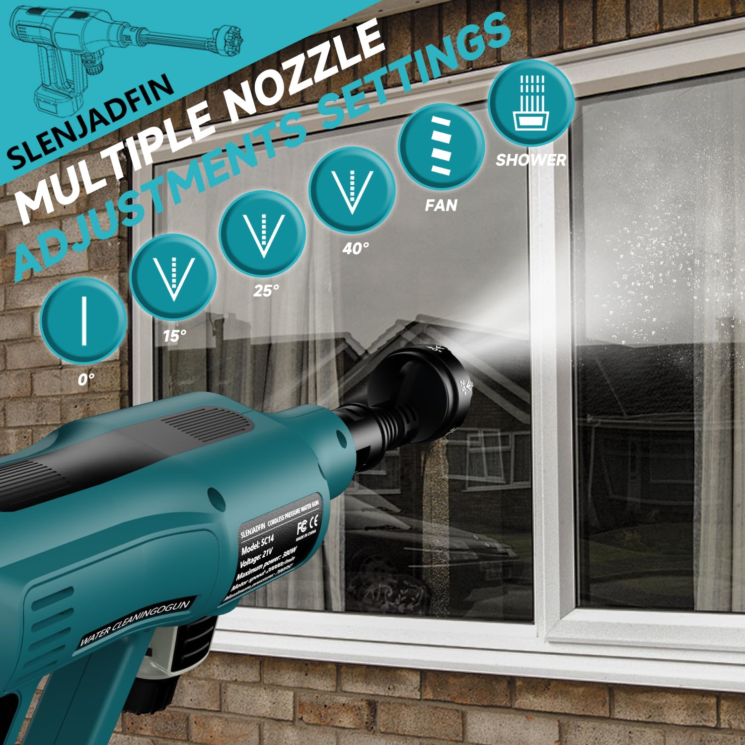 SLENJADFIN handheld washer cleaning a car surface for quick cordless detailing