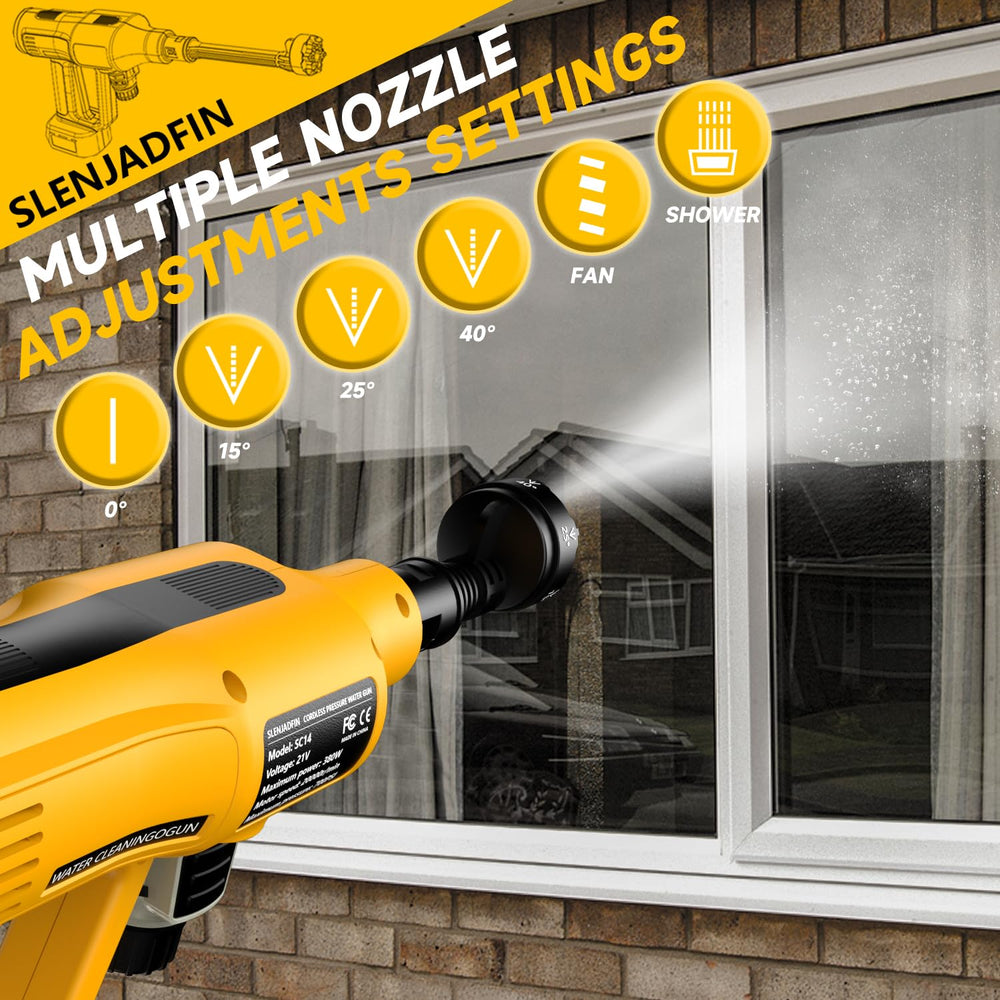 SLENJADFIN in use washing a car showing cordless freedom and convenient maneuvering