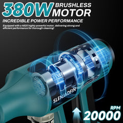 SLENJADFIN close-up of 6-in-1 rotating nozzle offering multiple spray patterns