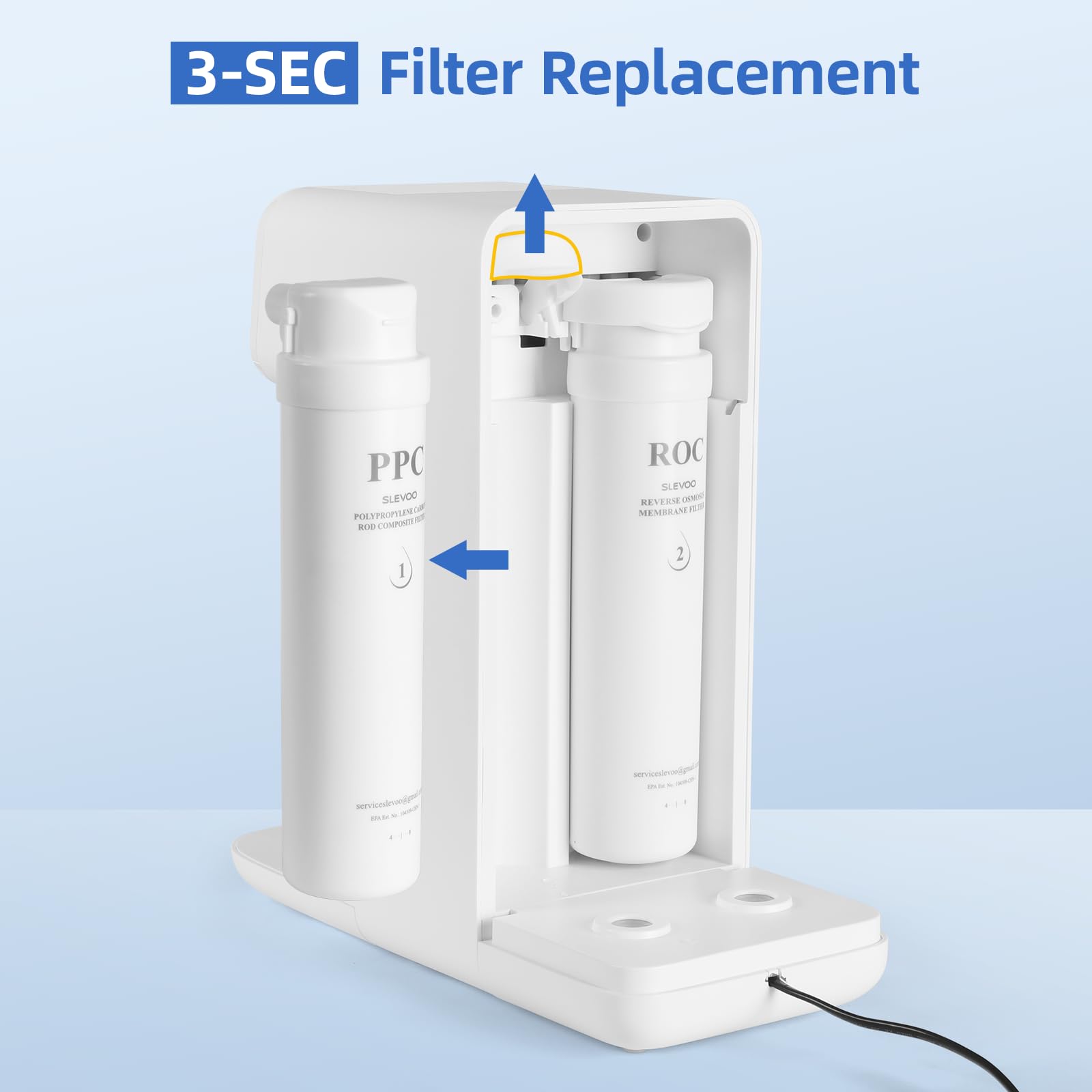 Slevoo PPC installed in a countertop RO unit demonstrating simple swap-in maintenance