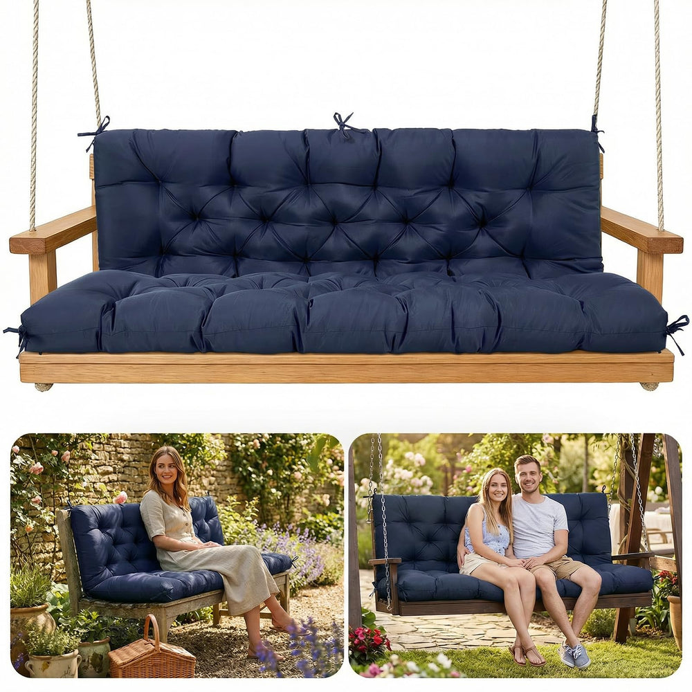 SLIMSTY front view porch swing cushion showing full coverage and neat finish
