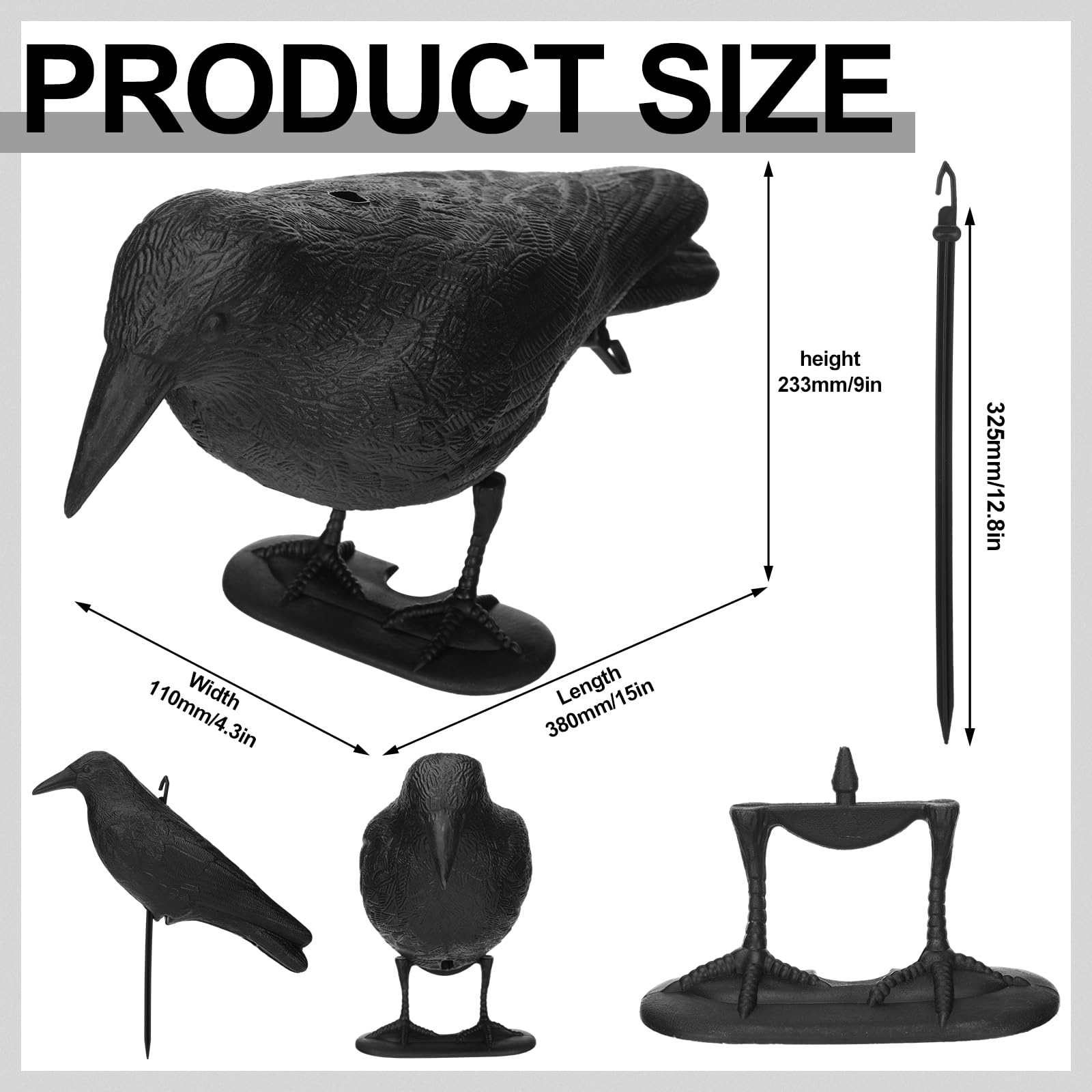 Sliner three crows placed in yard showing coverage and natural scene