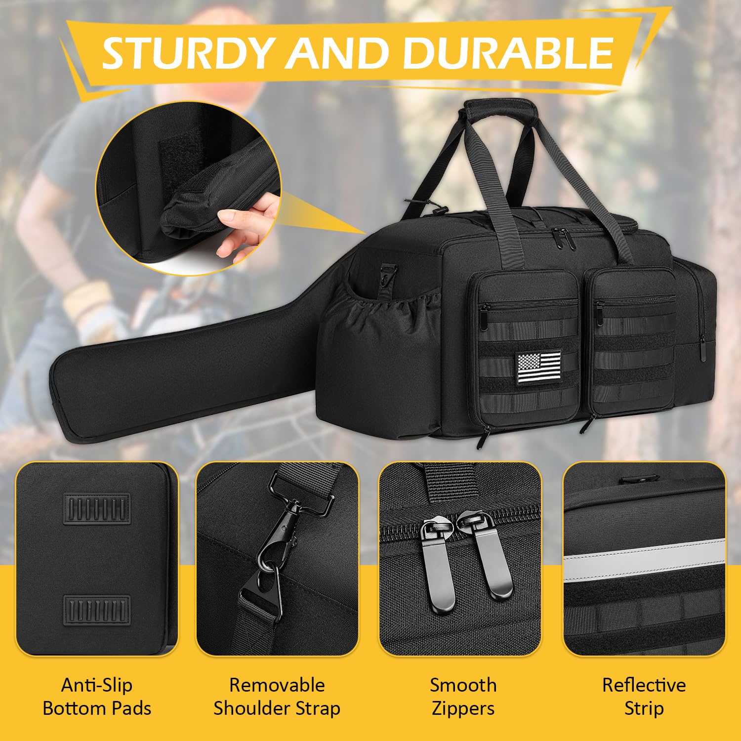 SLINRKE MOLLE webbing and patch area showing customizable organization