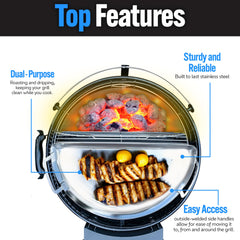 Slow 'N Sear pan installed beside Slow 'N Sear insert improves airflow and heat