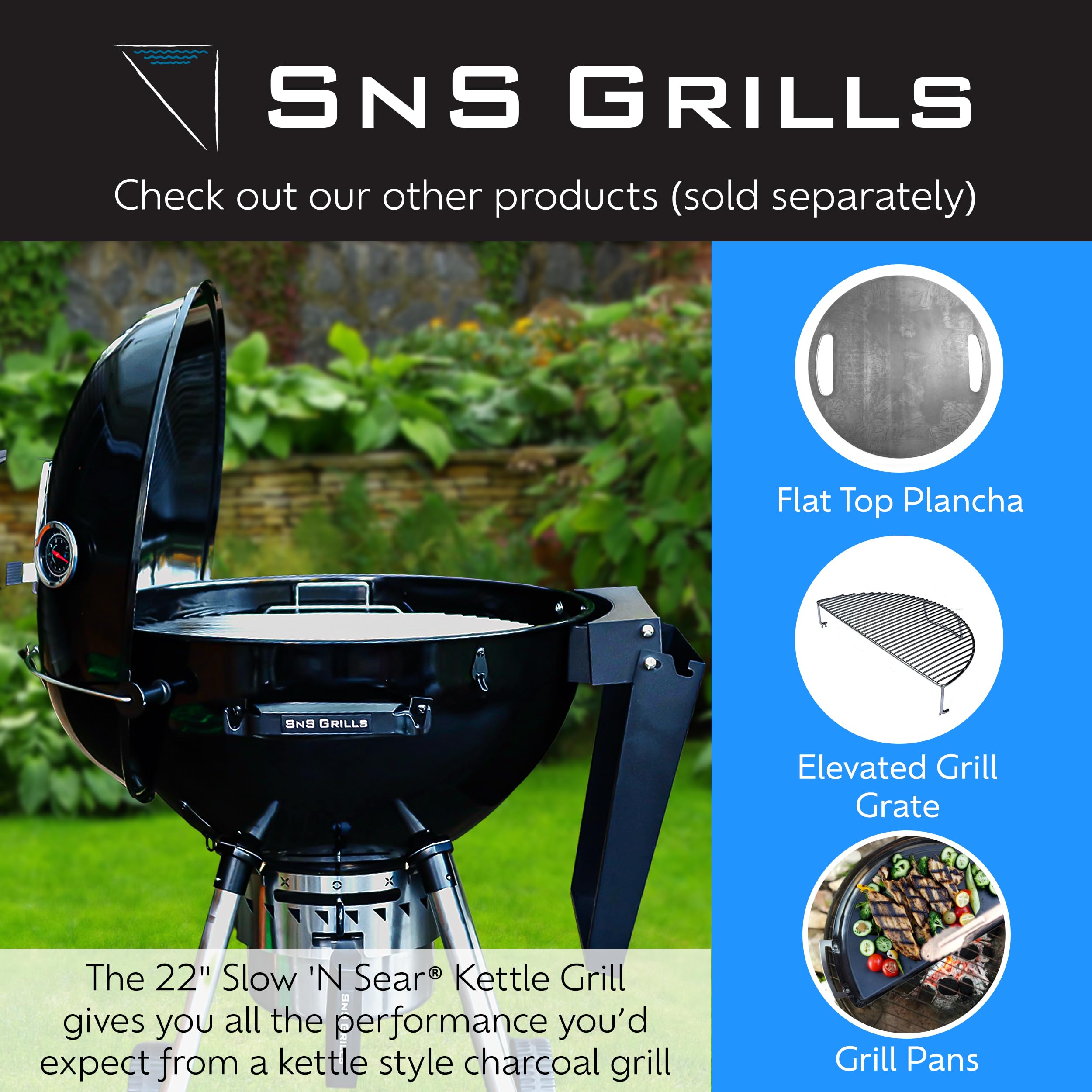Slow 'N Sear FireBasket in backyard cooking scene showing ease of use