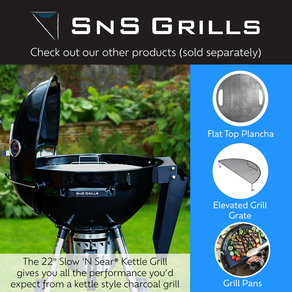 Slow 'N Sear FireBasket in backyard cooking scene showing ease of use