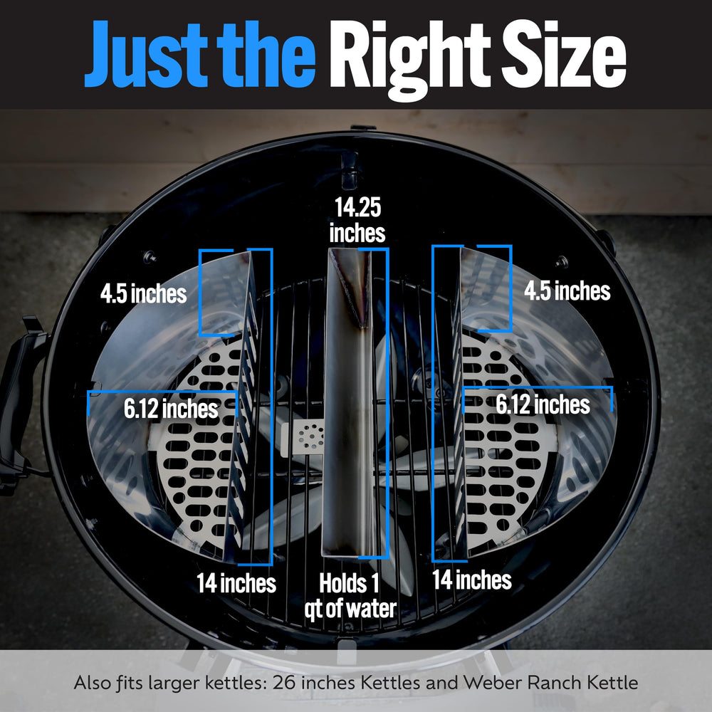 Slow 'N Sear water pan close-up showing moisture control benefit