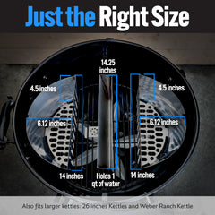 Slow 'N Sear water pan close-up showing moisture control benefit