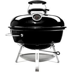 Slow 'N Sear front view showing compact kettle and portable benefits