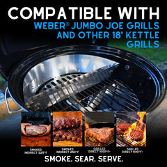 Slow 'N Sear installed in Weber kettle illustrating separate direct and indirect zones