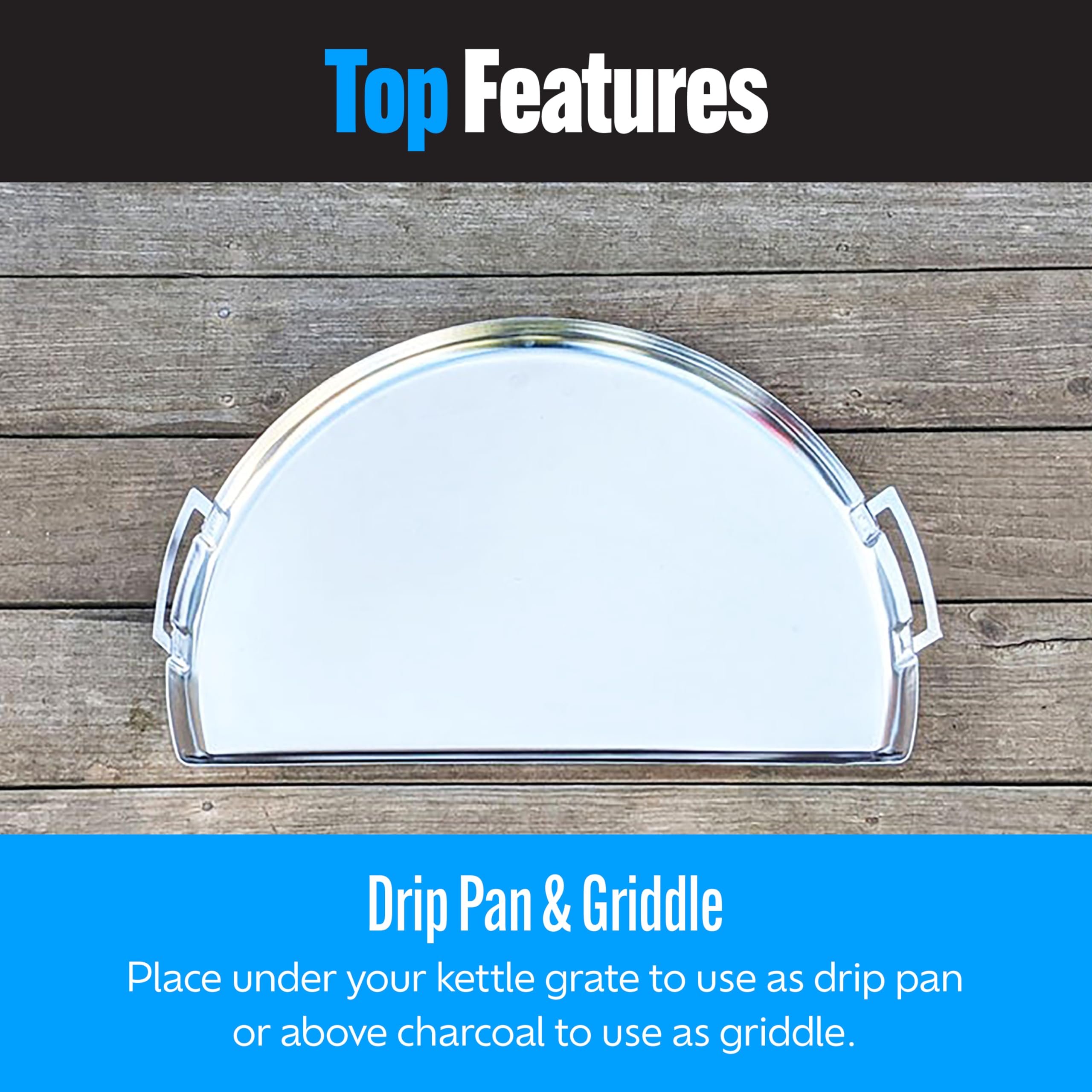 Slow 'N Sear pan installed in a 26" kettle grill showing correct fit and coverage