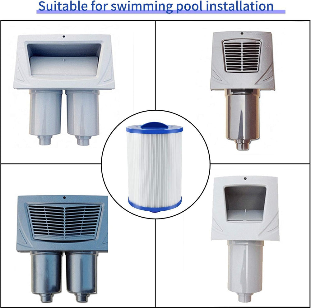 SLSM filter next to ruler showing size and fit for common spa housings