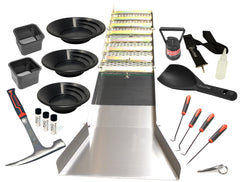 Sluice Fox front packaging showing kit contents and benefits for easy start-up