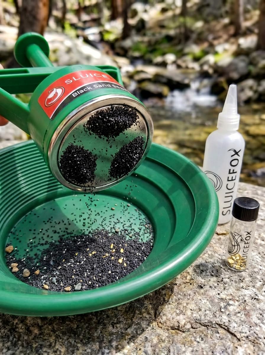 Sluice Fox sluice in use on creek bed demonstrating efficient recovery