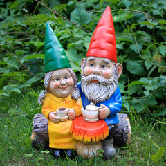 Smadeer front view of couple gnome showing charm and weatherproof benefit