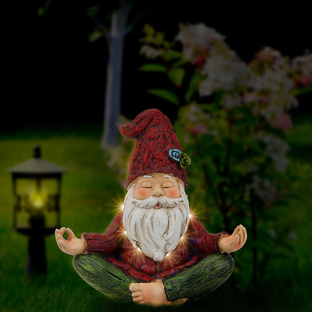 Smadeer gnome close-up beard lights detail adds night-time garden ambiance