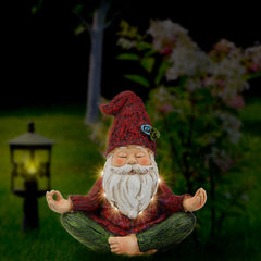 Smadeer gnome close-up beard lights detail adds night-time garden ambiance