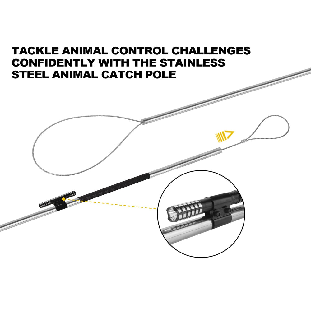 Smarkey pole next to a ruler for scale showing 45-inch reach and portability benefit