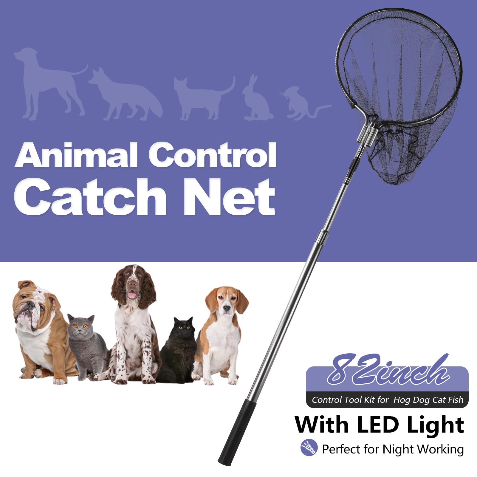 Smarkey catch pole fully extended to demonstrate reach and safer distance benefits