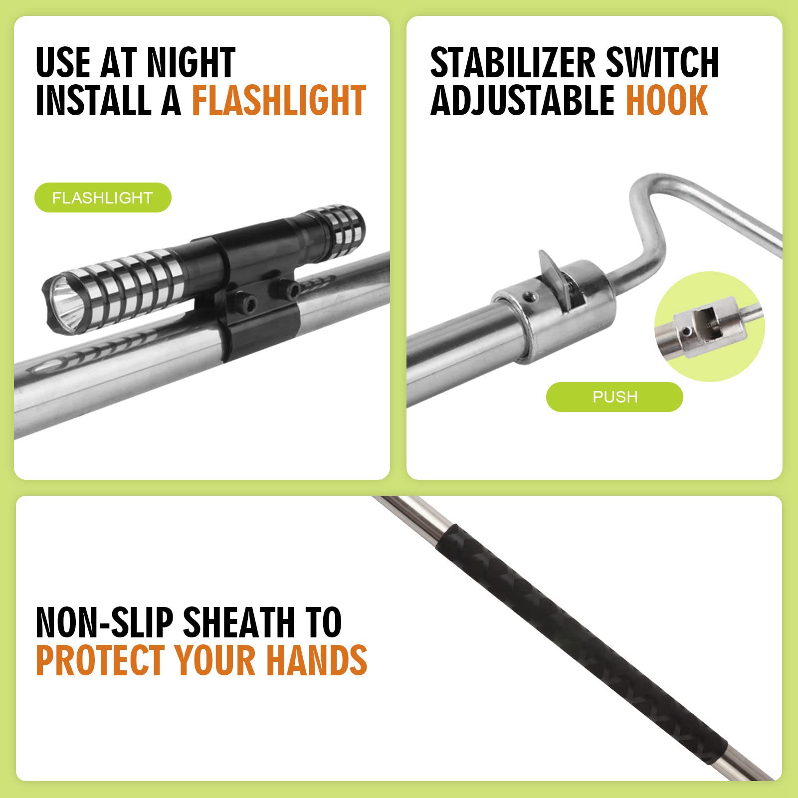 Smarkey mounted flashlight detail for night visibility and safe capture benefit