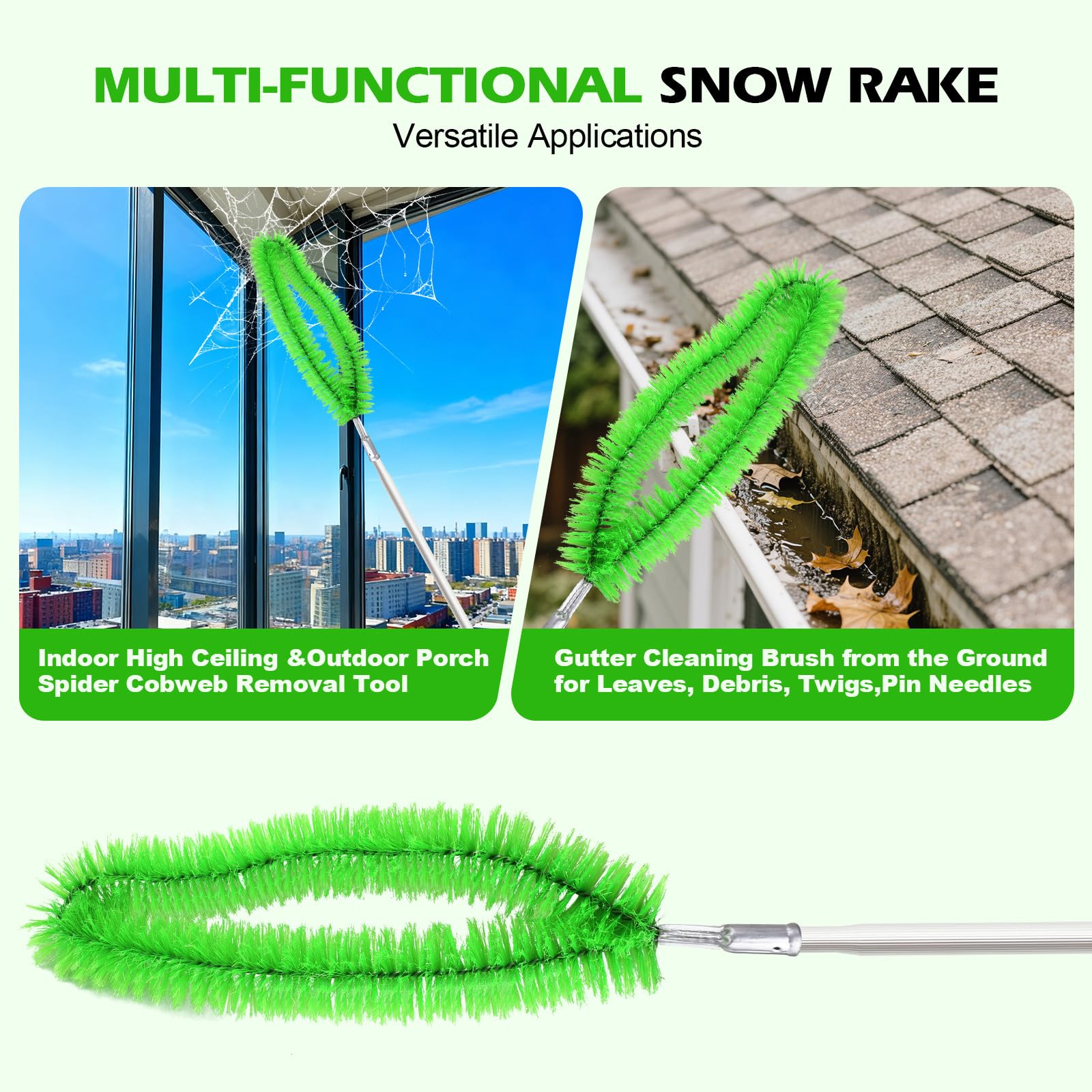 Smarkey adjustable brush head bent to match roof contour for control