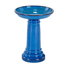 Smart Solar Aviatra front view showing glossy blue finish and pedestal, attracting birds