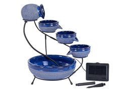 Smart Solar front view of the blueberry ceramic fountain showcasing design and curb appeal