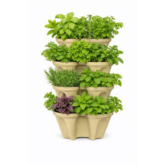 smart spring front view of planter tower showing compact footprint and sturdy build