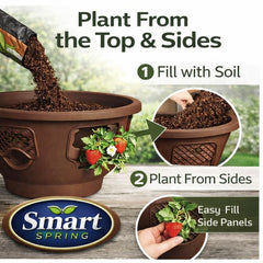 smart spring hanging on a deck with strawberries and herbs, maximizing small spaces