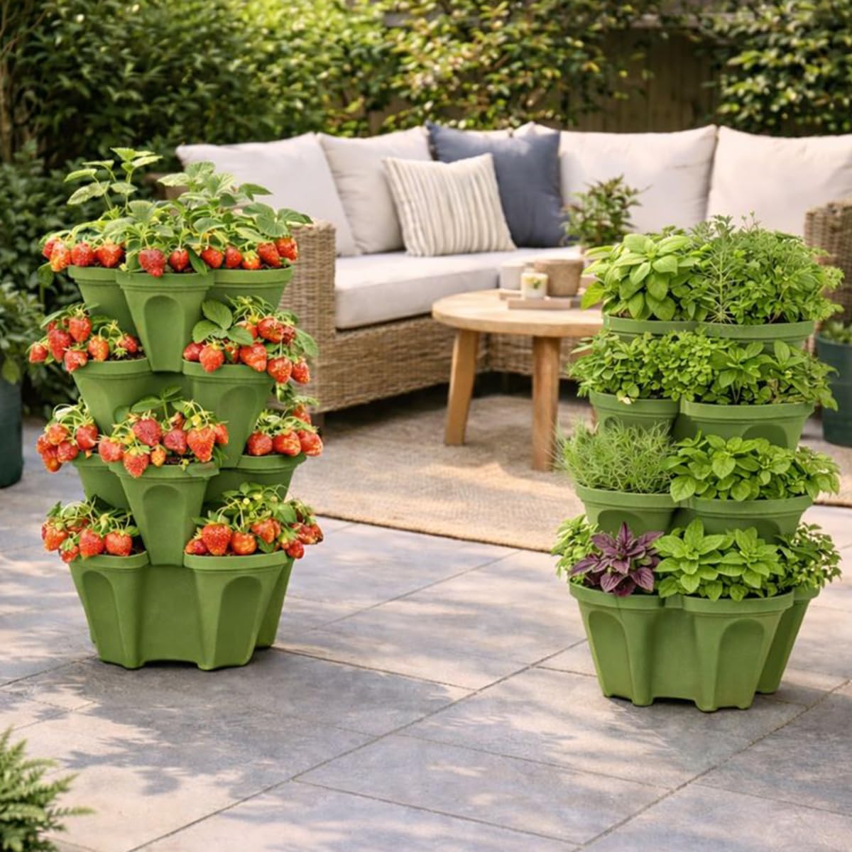 smart spring vertical planter beside hand for scale, clarifies size and planting capacity