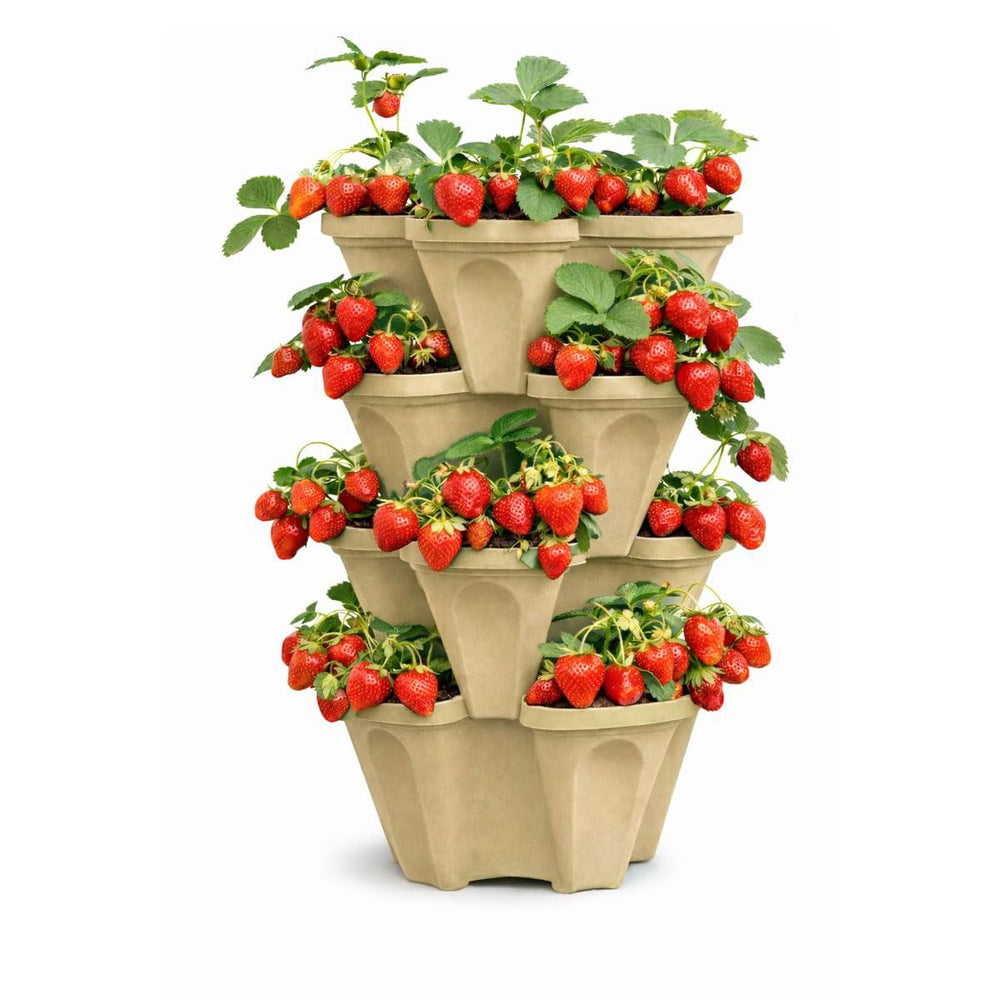 smart spring planter next to person showing scale and space-saving advantage