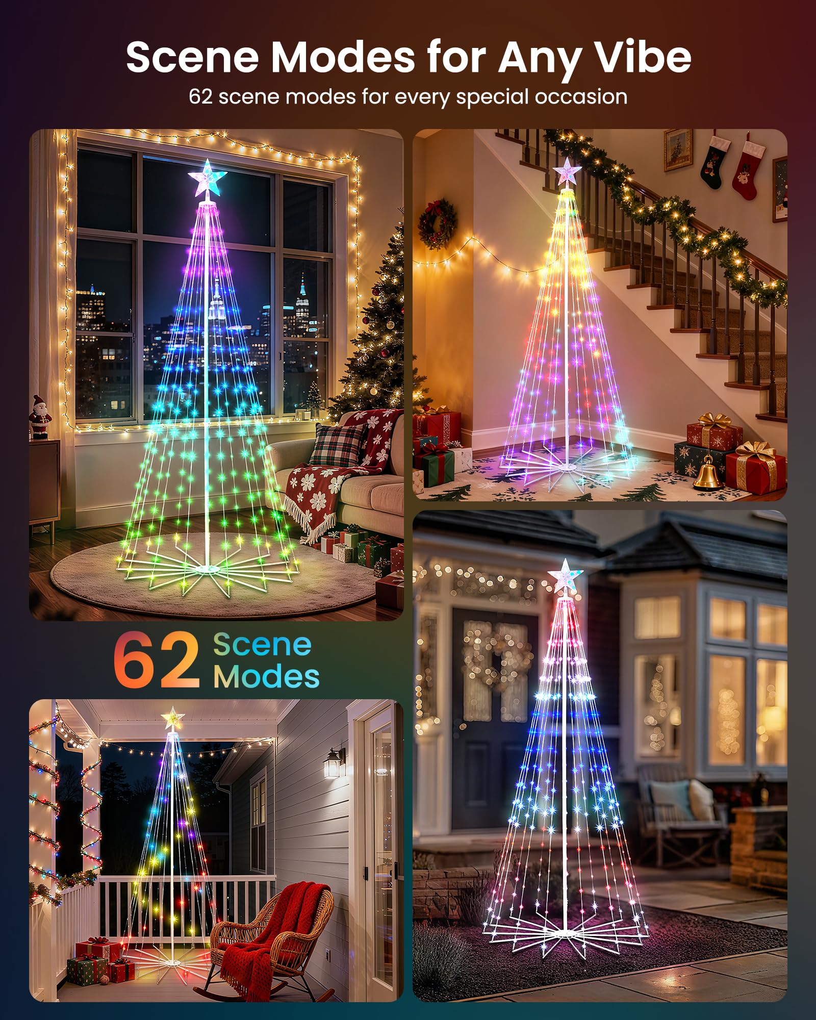 SmartDawn star topper detail showing color-change feature and glow