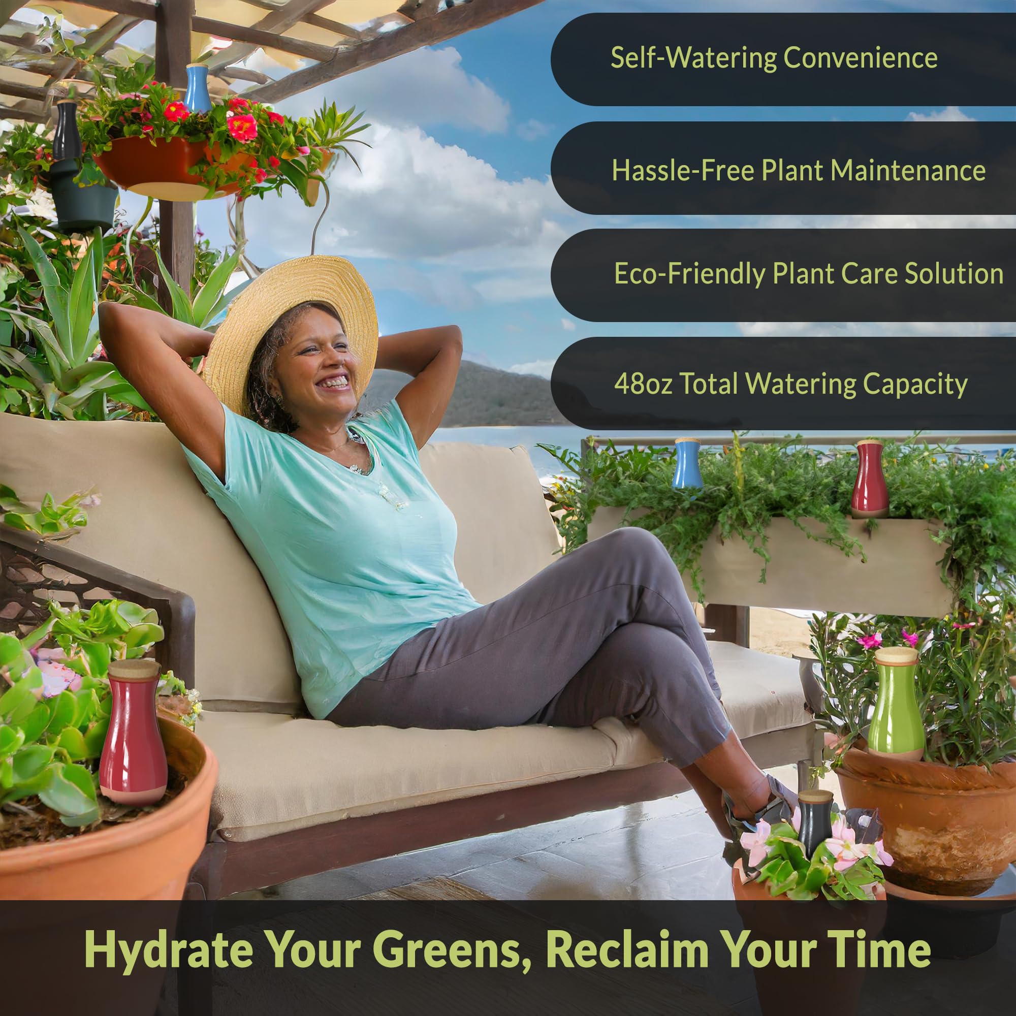 SMARTILIVING bulb in outdoor patio container reducing daily watering needs in garden pots