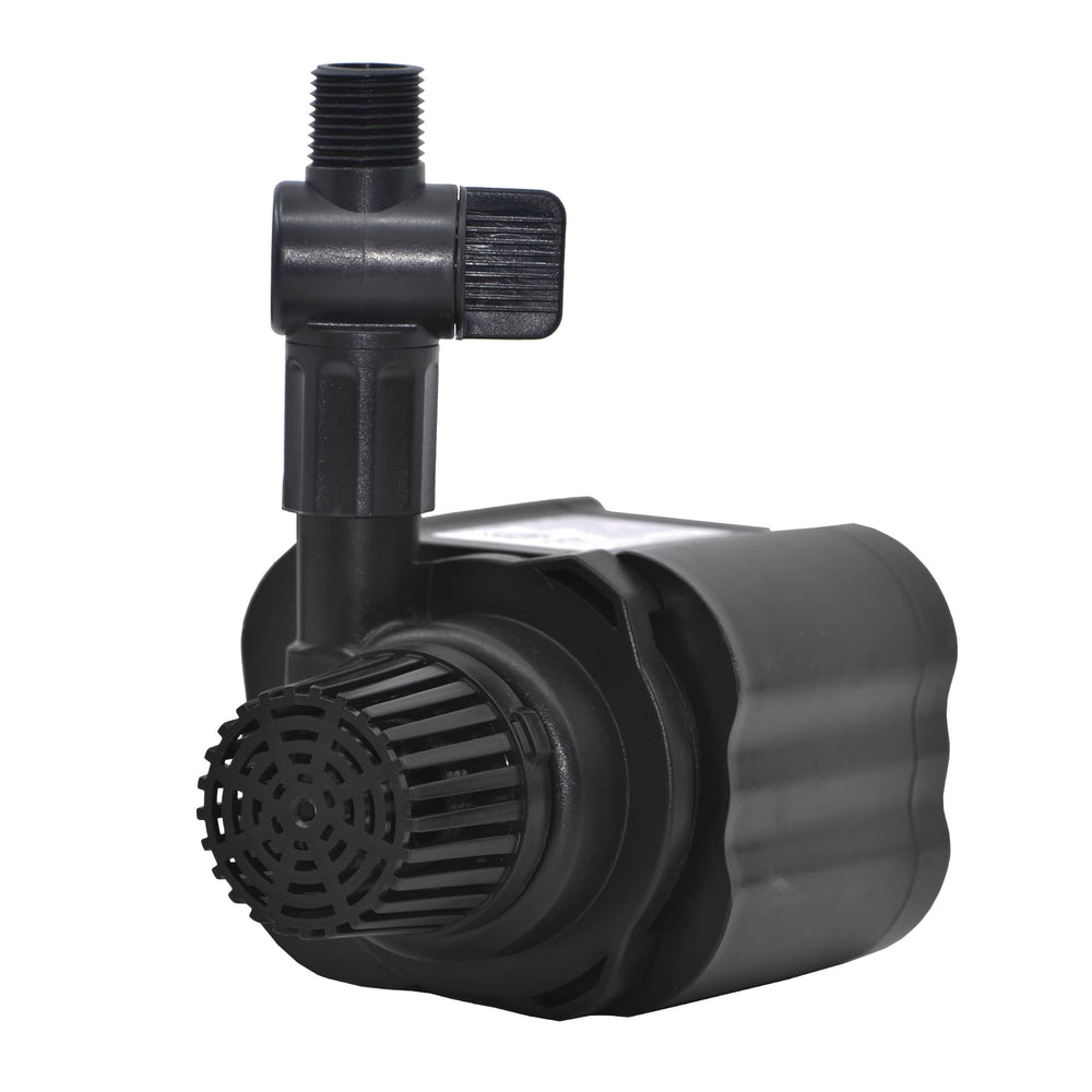 Smartpond pump front view showing compact durable housing and quiet operation benefit
