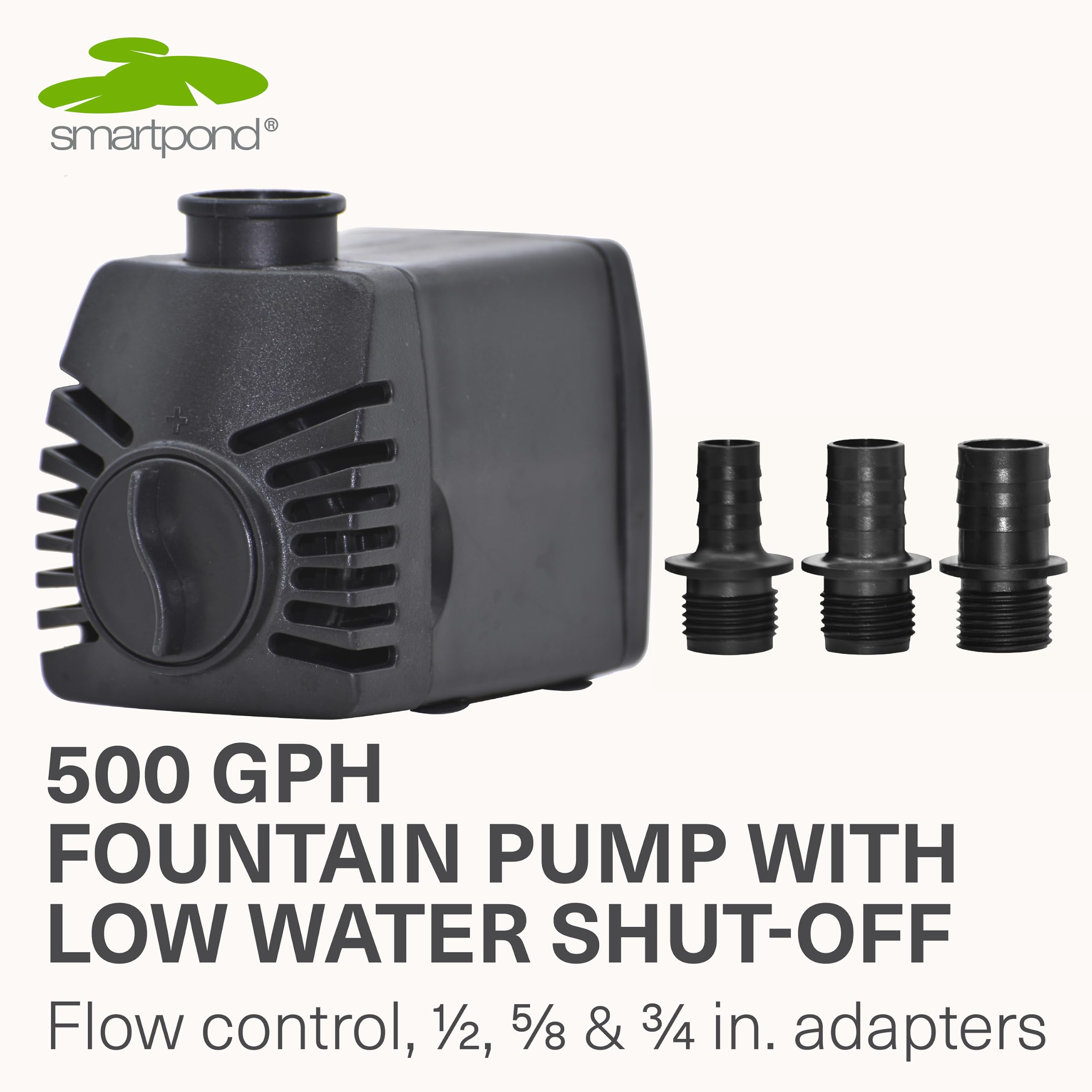 Smartpond pump top label close-up with specifications for easy identification benefit