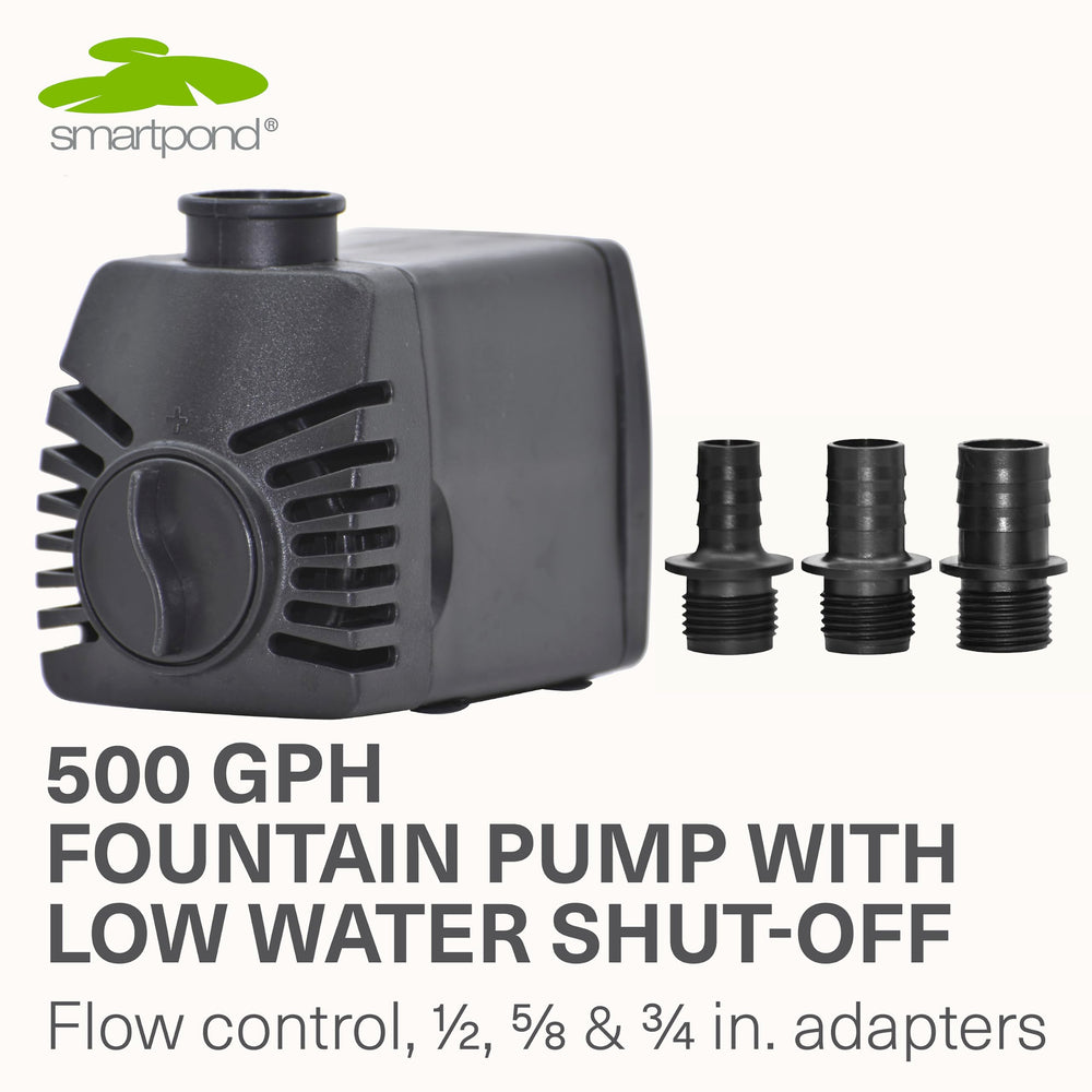 Smartpond pump top label close-up with specifications for easy identification benefit