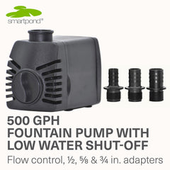 Smartpond pump top label close-up with specifications for easy identification benefit