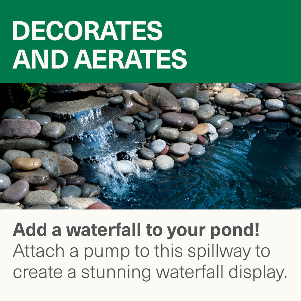 Smartpond spillway concealed under rocks showing durable load-bearing benefit
