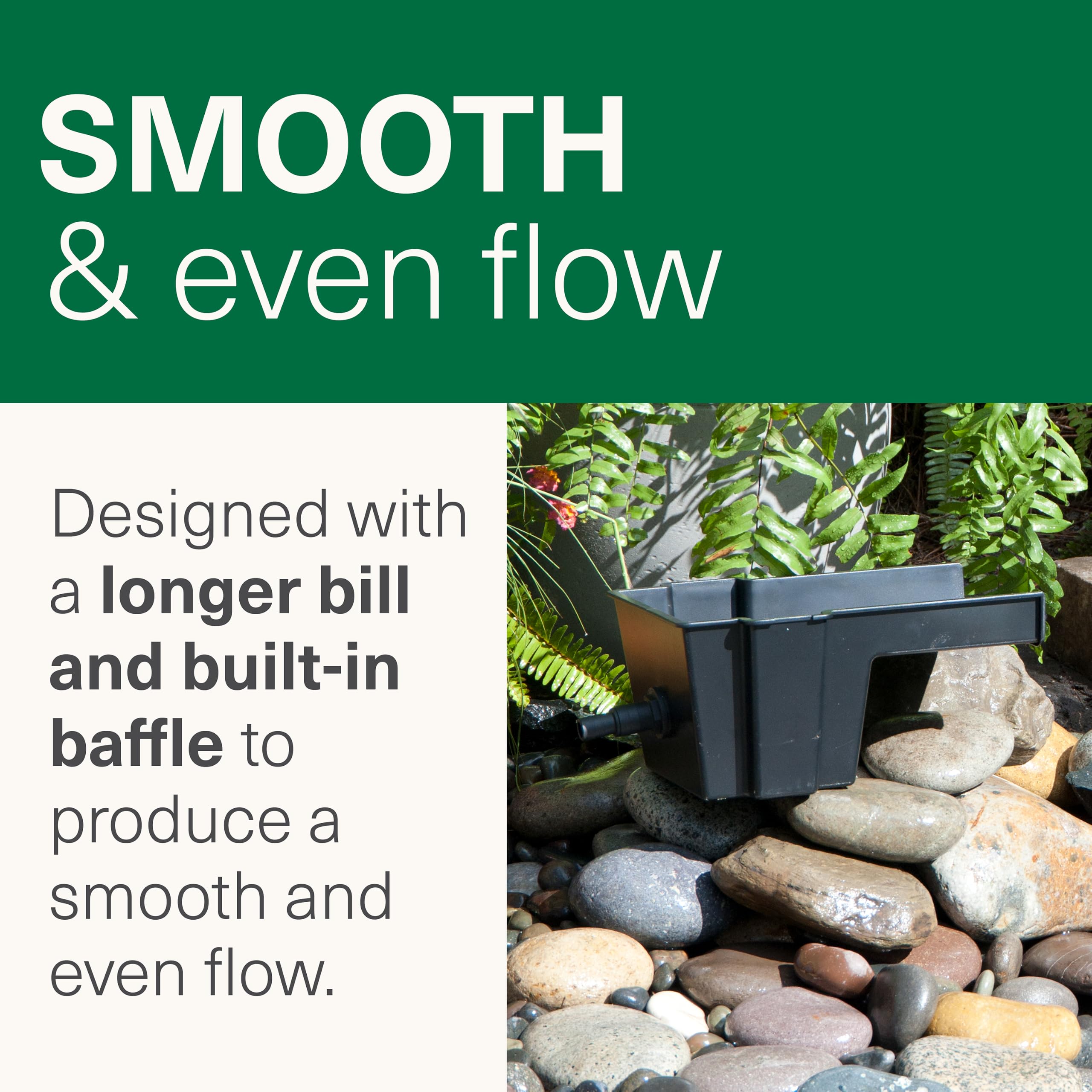 Smartpond spillway producing a sheet of water for attractive aeration benefit
