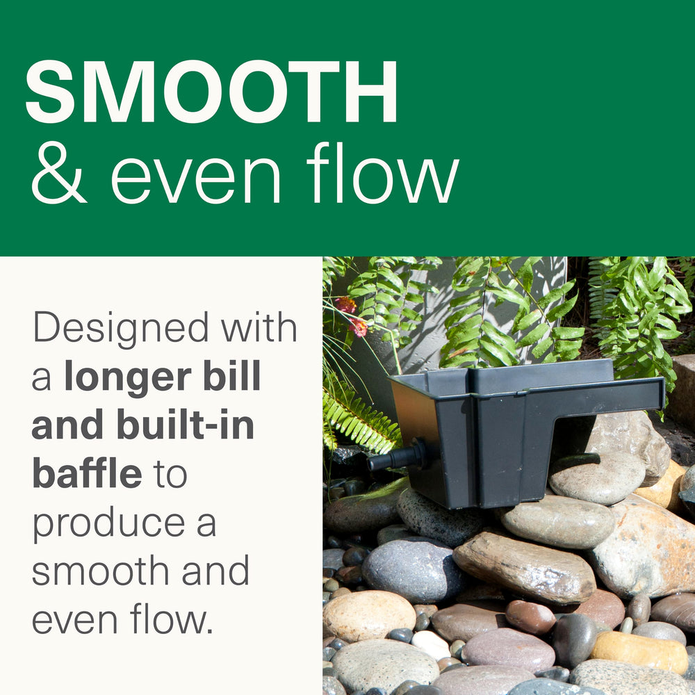 Smartpond spillway producing a sheet of water for attractive aeration benefit
