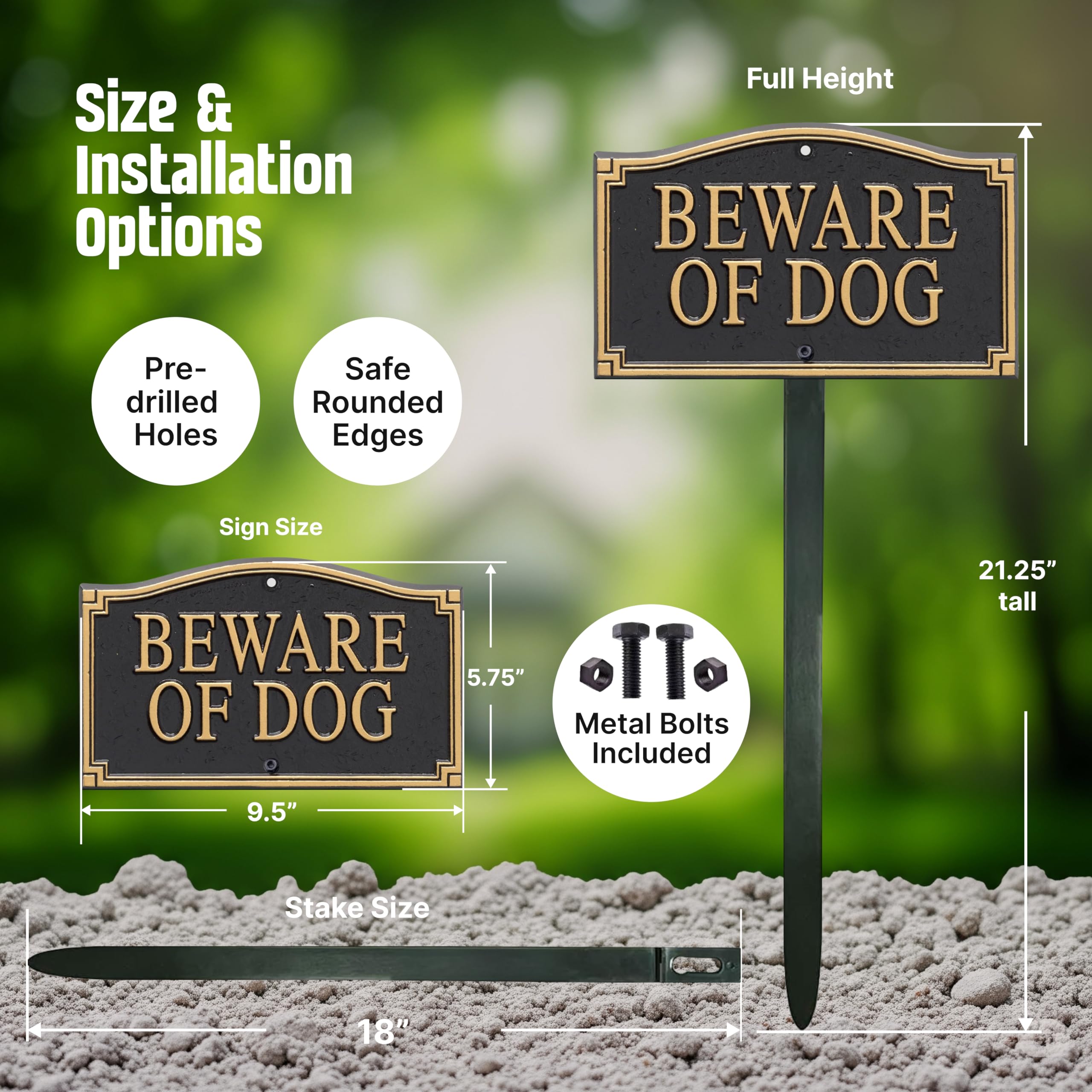 SmartSign side profile showing .375 inch thickness benefit: sturdy, rustproof construction