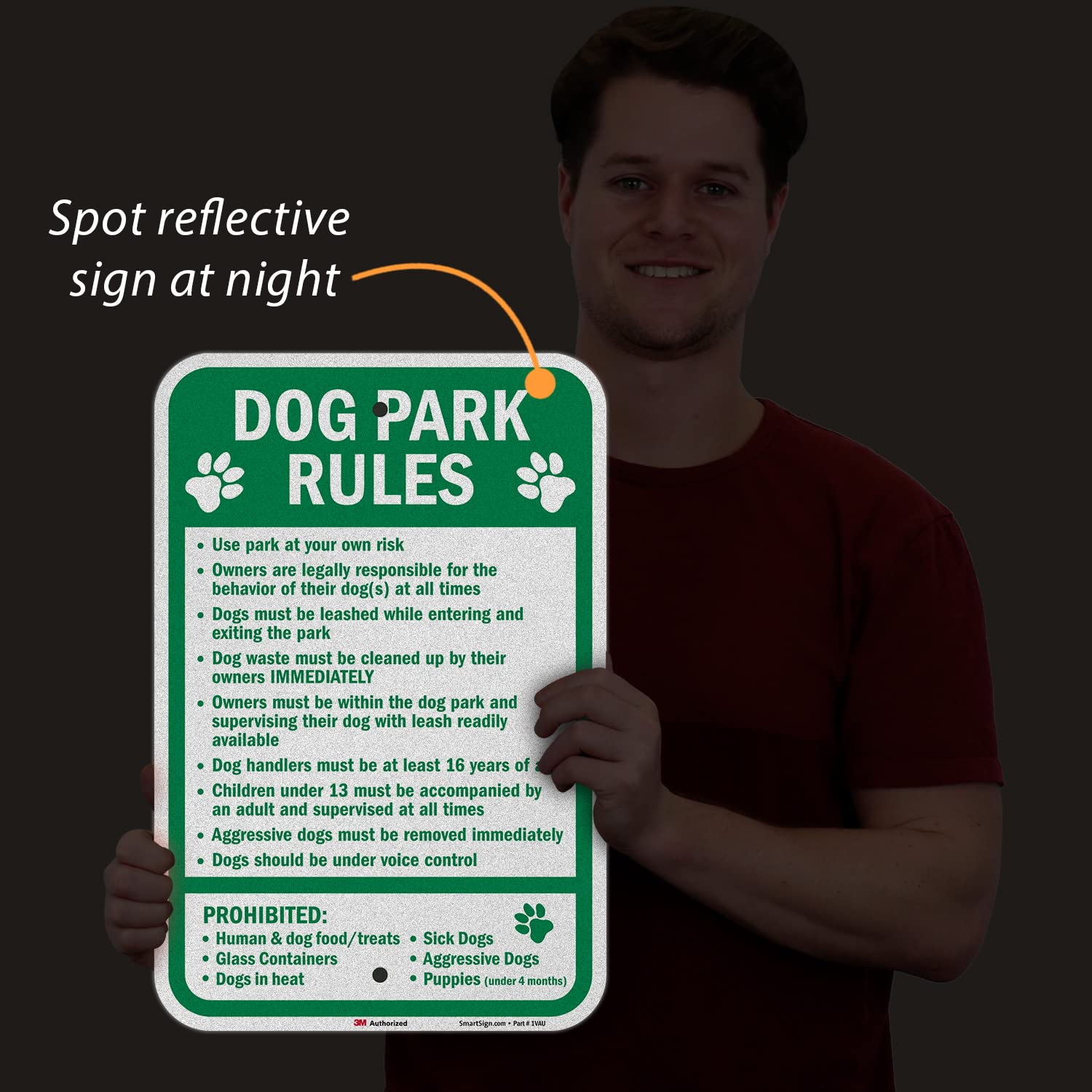SmartSign mounted on galvanized post in park, professional permanent signage look